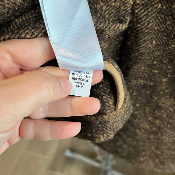 Old Navy Oversized Blazer Herringbone Wool Blend Brown Size XL - Picture 7 of 8